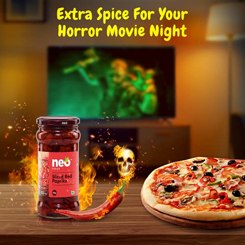 Image of Neo Sliced Red Paprika 3 Kg Tin I Ready-to-Eat Fibre-Rich Topping for Snacks and Salads I Enjoy as Topping for Pizza, Salad, Burger and Sandwich I Mix in Your Cheese dip for Spicy Touch I