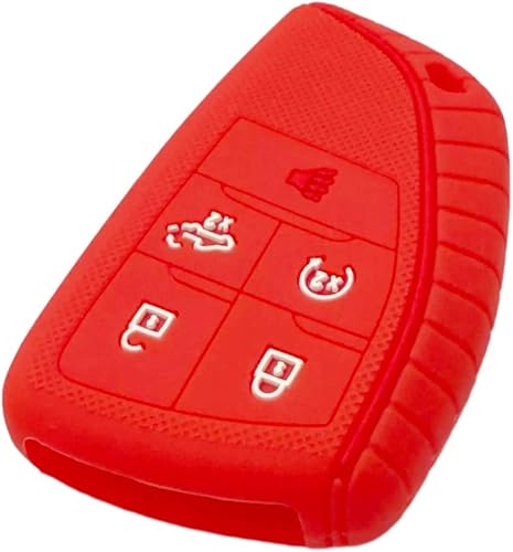 Miniatura 5 de Funda de goma de silicona para llavero compatible con Chevrolet Silverado 1500 GMC Sierra 1500 2500HD 3500HD 3500HD 2022 2023 2024 (negro rojo)