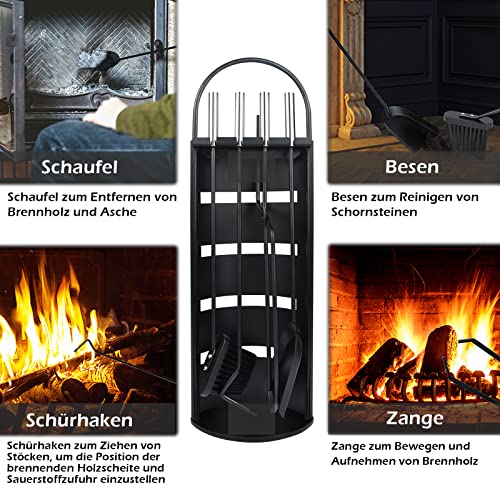 Couverts de four service de cheminée acier inoxydable 5 pièces moderne noir