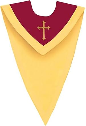 Unisex Maroon/Gold V-Neck Choir Stole