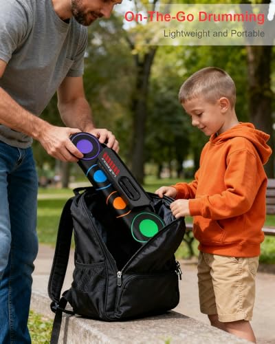 image for AiJoy Portable Electronic Drum Set for Kids – 7 Pads, Built-in Speak