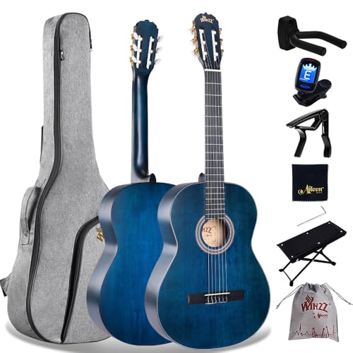 Winzz Konzertgitarre 4/4 Erwachsene, Klassische Gitarre für Anfänger 39 Zoll (vintage-Blau)