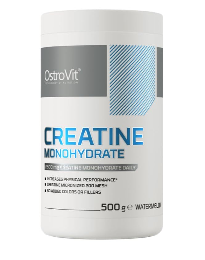 OstroVit Monohydrat Kreatyny, proszek, 125 porcji, mix smaków, 3400 mg monowodzianu kreatyny, 500 g, produkt wegański (Arbuz)