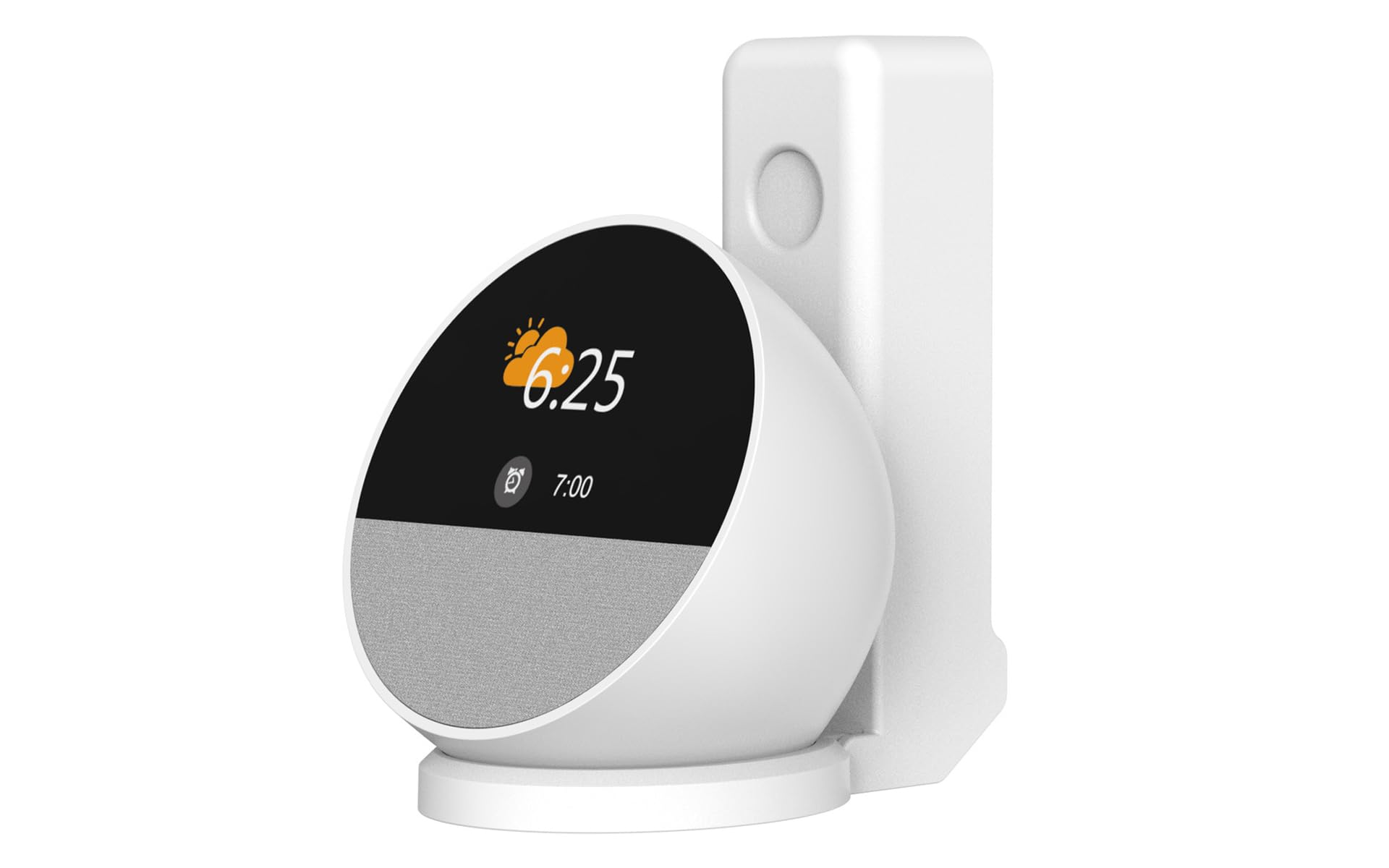 Aokicase Compatible with Echo Spot (2024 Gen) Holder Echo Spot Stand Mount Echo Spot Wall Mount with Integrated Cable Management No Screws Required Speaker Accessory Rack (White) 1 Piece