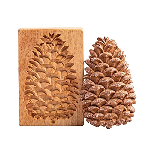 Pine Cones Provence Rose Cookie Cutter, Wooden Cookie Cutter Gingerbread Shortbread Cookie Mold, for DIY Cookie Stamp Embossing Craft Decorating Baking Tool (Pine Cones) Cover