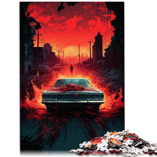 Puzzle für Erwachsene, 1000 Teile, Supernatural-Auto, Puzzles aus Holz für 12-Jährige, schwierig und anspruchsvoll, Größe: 50 x 75 cm