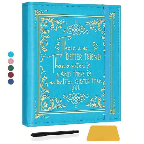 Image of CWEGSJ Sisters Photo Album for 3x5 4x6 5x7 Pictures DIY Memory Leather Cover Album Bestie Gifts BFF Photo Album Book Soul Sisters Gifts (Album better friend-Light Blue)