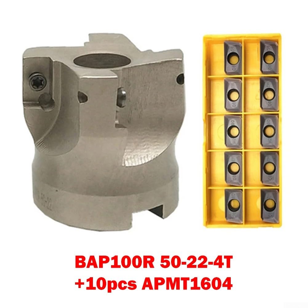 MT4 FMB22 Schaft, 50 mm CNC-Schaftfräser mit APMT1604 Hartmetalleinsätzen, für Schwerlastfräsen von Stahlwerkstoffen