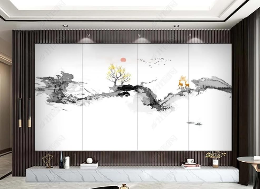 Papier peint intissé bande de fumée panoramique de 400x280 cm pour habiller un grand mur de salon