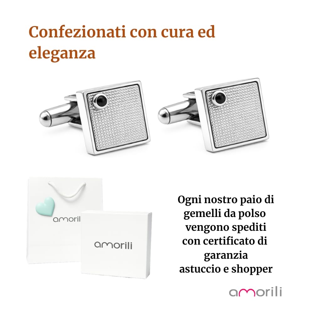 Gemelli Uomo Camicia Diplomatica Acciaio Inox Quadratini con Zircone Eleganti Classici Gemelli da Polso Cerimonia Matrimonio Business Idea Regalo gml0136
