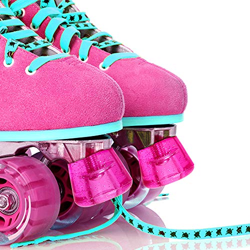 Tobwolf 1 Pair Pu Roller Skate Toe Stoppers With 8Mm (5/16") Bolt & Screw Driver, 82A Roller Quad Skate Toe Stops, Double-Row Roller Skating Brake Jam Plugs - Hot Pink #TOP4