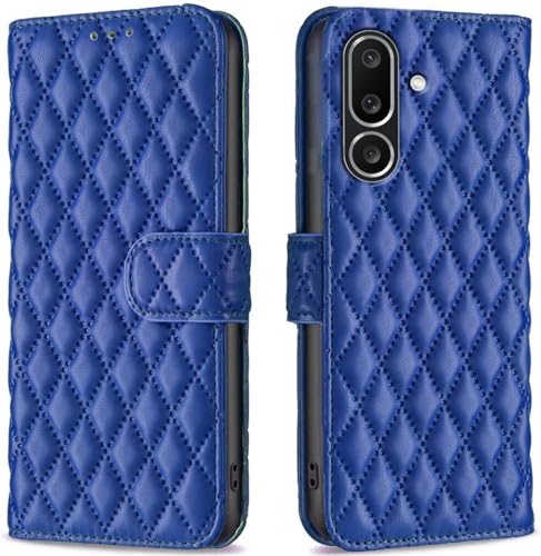 Image of ClickCase for Samsung Galaxy M36 5G Puffer Bubbly Soft Faux Leather Back Case Magnetic Wallet Flip Cover for Samsung Galaxy M36 5G (Navy Blue)
