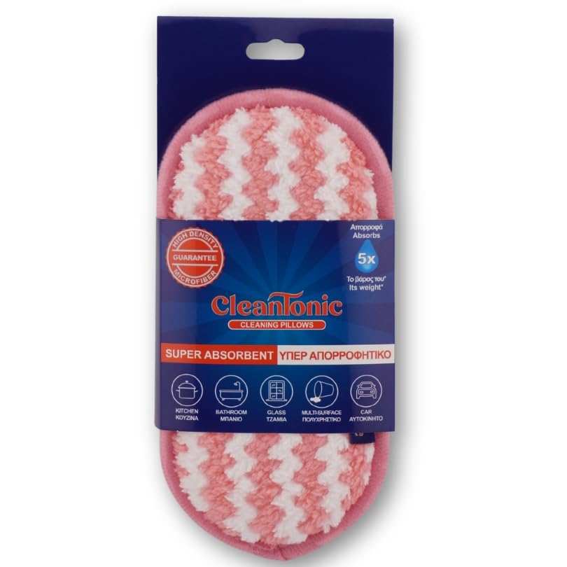 CleanTonic Ultra Absorbent Cleaning Pads - Set of 3, Pink, 19X9
