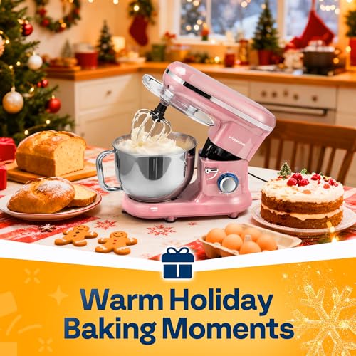 Image of VIVOHOME Stand Mixer, 6-Quart Tilt-Head Kitchen Mixer with Bowl, Pink
