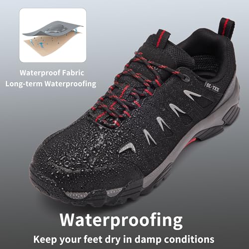 Image of SHULOOK Men's Waterproof Hiking Shoes Lightweight Anti Slip Outdoor Ankle Boots Breathable Hike Trekking Trails Shoe