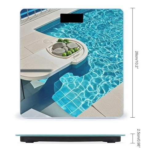 Báscula digital para baño Blue Aqua Pool Water de vidrio templado miniatura 2