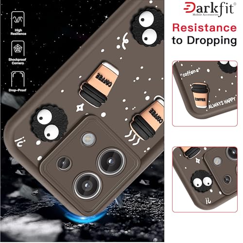 Image of Back Case Cover Compatible with Mi Redmi Note 13 5G | Cute Fun Cartoon Ball 3D Coffee Silicone Case | Body Protection | Camera Protection | Shock Proof | Color Brown | Pack of 1