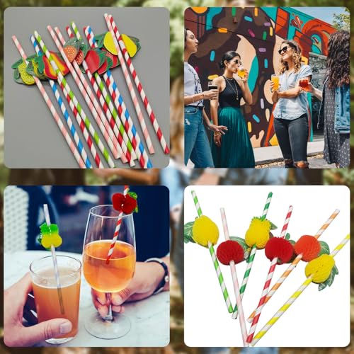 Miniatura 7 de Set De 70 Pajitas 3d Tropicales Y De Frutas Hawaianas Para Zumos, Bebidas Frías, Cócteles, Fiestas En La Playa, Cumpleaños