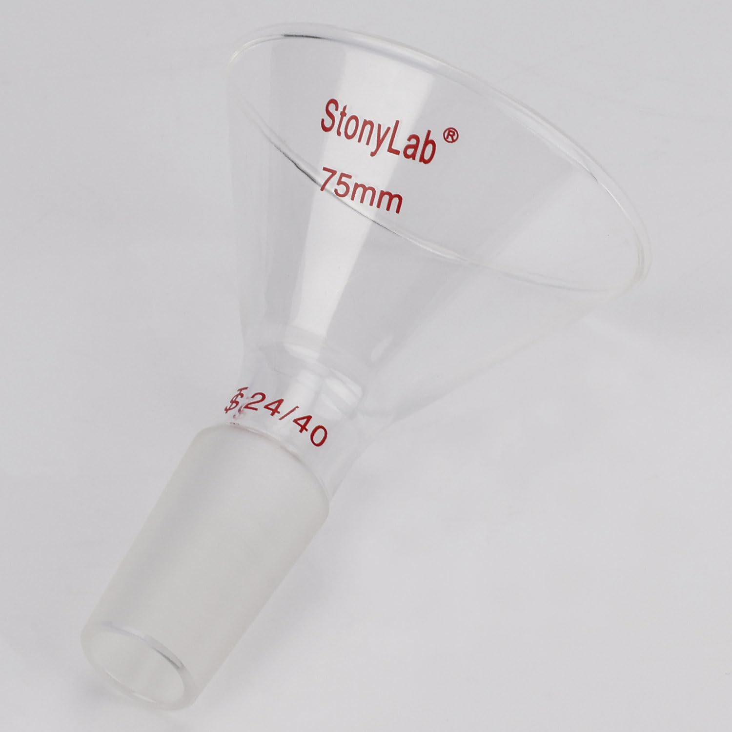 stonylab Glas Schräger Trichter, 60 Versetzter Borosilikatglas Pulvertrichter Schräger Dreieckiger Trichter mit 24/40 Standardgelenk für Ergänzung von Labormaterialien, 75 mm