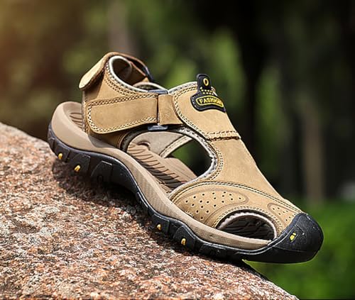 Men's Leather Sandals Closed-toe Sports Sandals soft insoles for Summer Shoes Lightweight and comfortable3