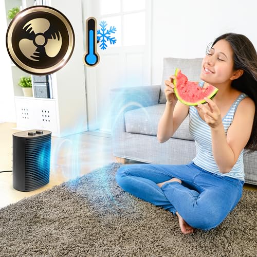 Duronic HV32 BK Termowentylator farelka elektryczna mini grzejnik elektryczny z termostatem przenośny 2 tryby grzania nagrzewnica kolor czarny