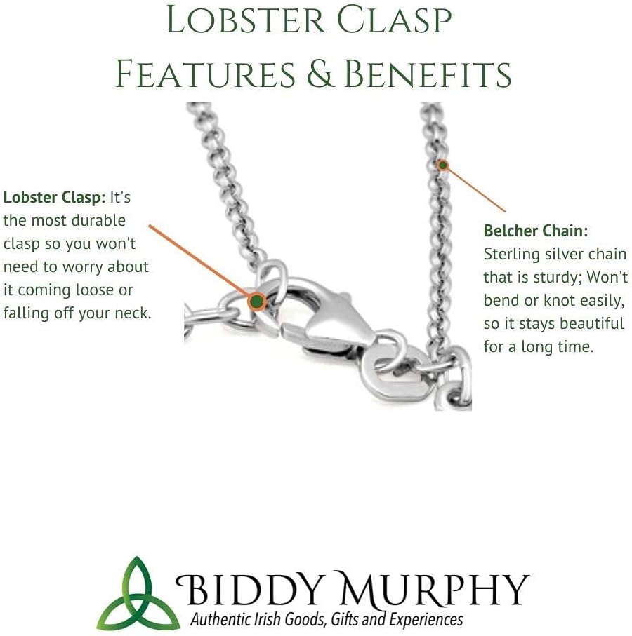 Biddy Murphy 925 Sterling Silver Celtic Trinity Knot Pendant & Connemara Marble Inlay, Traditional Irish Women's Jewelry Handcrafted by Ireland's Finest Artisan Jewelers, 18" Inch Chain - Image 6