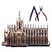 JW-MZPT Toys de modèle en métal, Cathédrale Milan 3D Puzzles en métal, Architecture Ancienne, Ornements créatifs avec des lumières et des Outils colorés USB