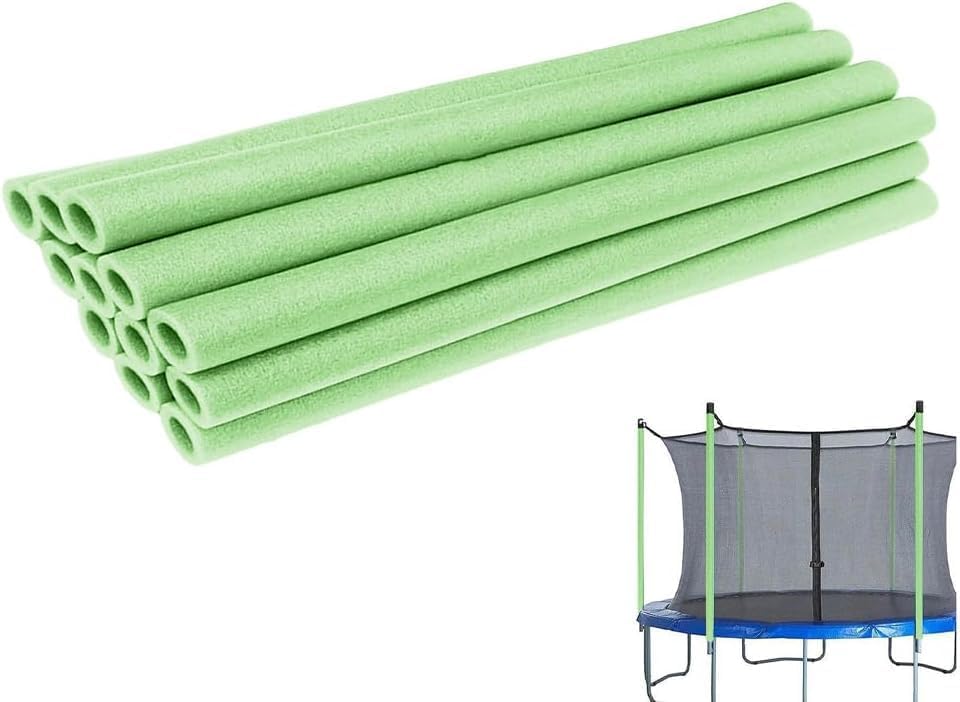 12Pcs Trampoline Pole Foam Sleeves, 88cm Replacement Trampoline Foam Pole Covers, Foam Tubing Protective Trampoline Net Pole, Trampoline Accessories (Green)