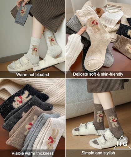 Image of IIG Winter Warm Wool Socks for Women Original Design Trendy Boot Socks Ideal Gift