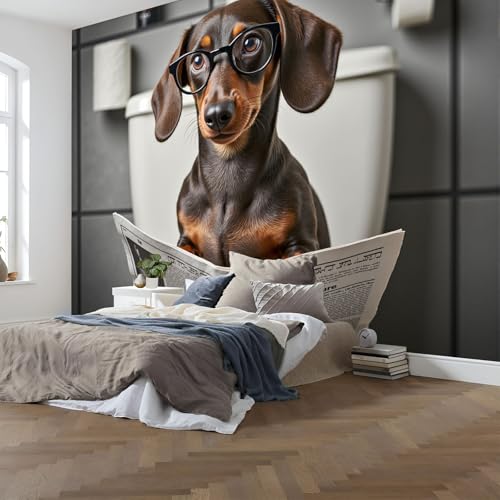 Papier peint intissé teckel grand format pour masquer les imperfections du mur - 3