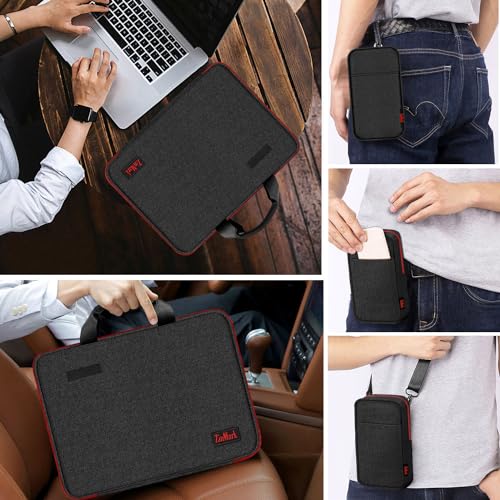 Image of Laptop Case 15.6 Inch Briefcase Military-Grade Protection with Detachable Belt Bag, Compatible All Model of 15-16 Inch MacBook Pro and Most Popular 15.6 Inch Notebooks Chromebooks (Black Red)