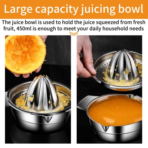 Presse Agrume Manuel, Presse Citron Manuel, Presse-Orange/Citron/Lemon avec Récipient, Presse Agrume en Acier Inoxydable 18/10 (Qualité Alimentaire) – Image 5
