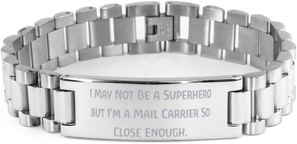 Generic Unique Mail carrier Gifts, I May Not Be a Superhero but I'm, Nice Birthday Ladder Bracelet Gifts For Coworkers From Team Leader, Small, silver