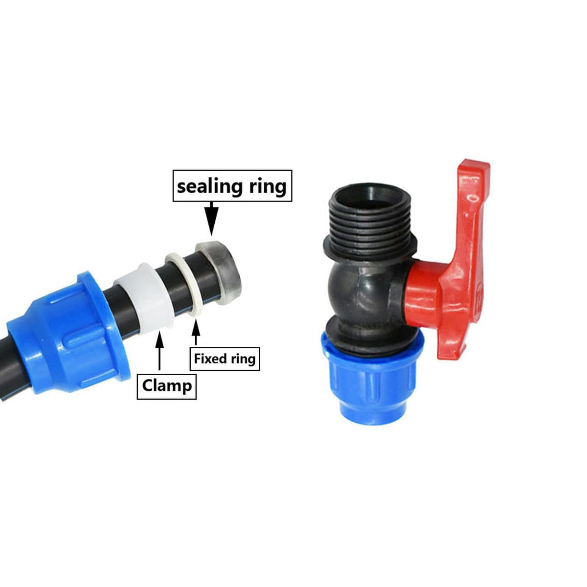 20/25/32/40/50/63mm Tubo dell'Acqua Giunto a Sfera in plastica Tee Gomito Tappo Connettore rapido PE Raccordi rapidi 1pezzi-25MM-Nucleo Metallico Tap_a