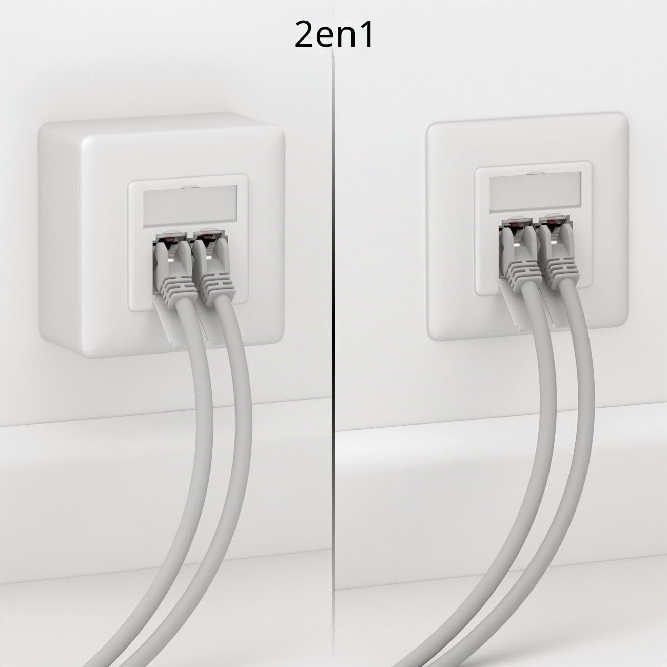 deleyCON 10x CAT 6a Universel Prise Réseau - 2x Port RJ45 - Blindé - Surface ou Affleurant - 10 Gigabit Ethernet Réseau - EIA/TIA 568B - Blanc