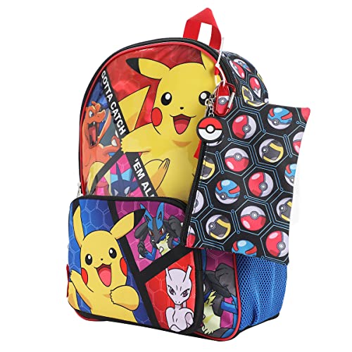 Pokemon Trainer Gotta Catch 'Em All Conjunto de Mochila Juvenil de 5 Peças, 5 peças Gotta Catch 'E