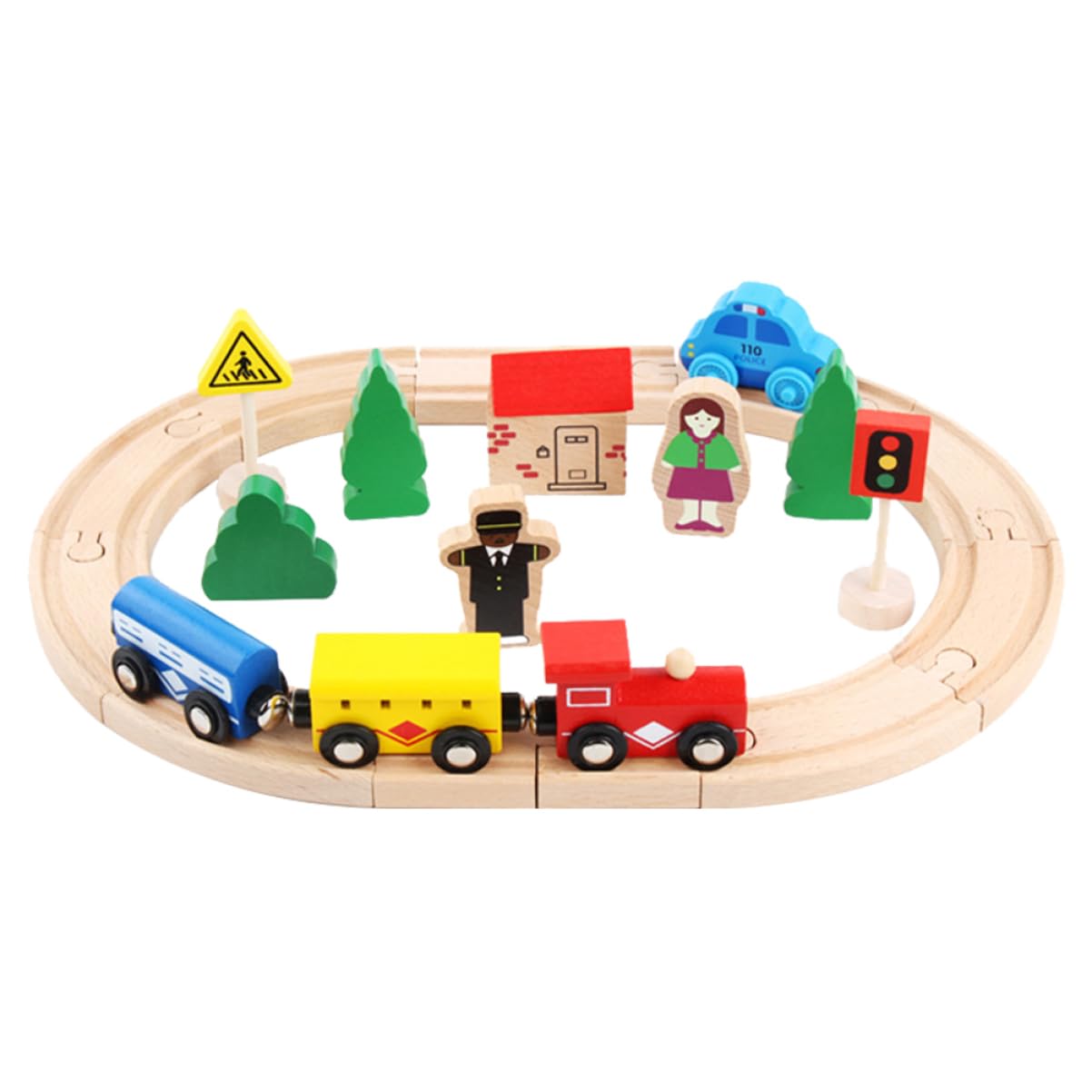 Milisten Juguete de Tren de Madera 32 Piezas de Haya para Niños