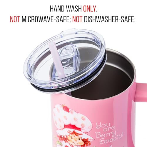 Image of Silver Buffalo Strawberry Shortcake inchYou are Berry Special inch Stainless Steel Tumbler with Handle, Fits in Standard Cup Holder, 40 Ounces