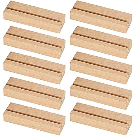 Greyoe Place Card Holders, Table Number Holders Wooden, 10 Pcs Place Card Holder Simple Wooden Card Holder for Wedding Table Name Number, Pictures, Memos, Notes, Photos Cover