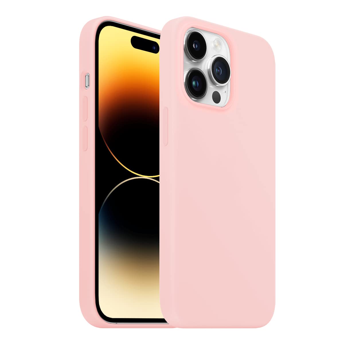 BUFF LABS iPhone 14 Pro Rubber Fit Kılıf, Silikon Kılıf, İpeksi Dokunuş Hisli, Tam Koruyuculu Darbe Önleyici Kapak (Pembe)