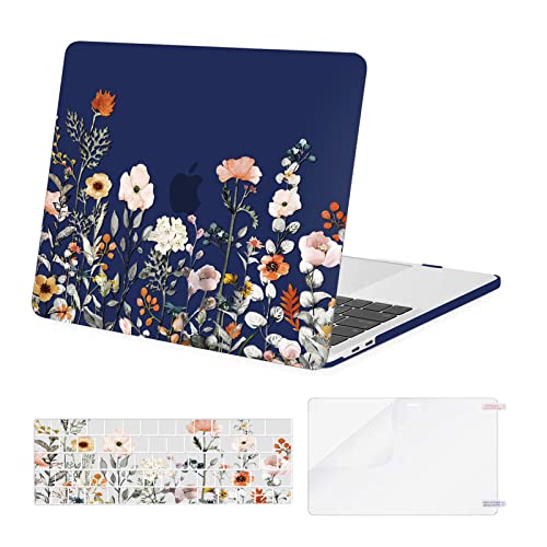 Protéger MacBook Pro 13 contre les rayures avec la coque fleurie en plastique bleu