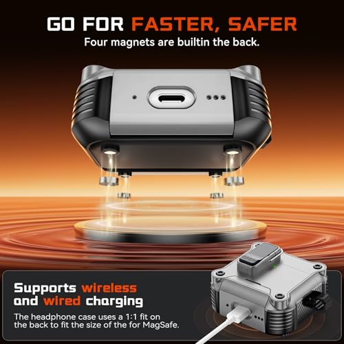 Image of Inesore for AirPods 4 Case with Secure Lock (Silver) | Phone Stand Design,Compatible with MagSafe,Automatic Snap Switch Secure Cover with Cleaner Kit & Keychain
