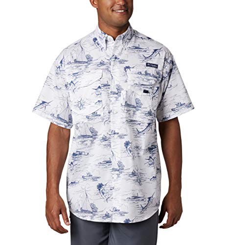 Columbia Men's PFG Super Bonehead Classic Short Sleeve Shirt ,Carbon Angler Toile Print,X-Large