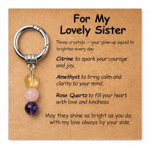 Image of Crystal Keychain Gift for New Beginnings, Farewell Coworker Gift, Healing Crystal Keyring, Graduation Gift