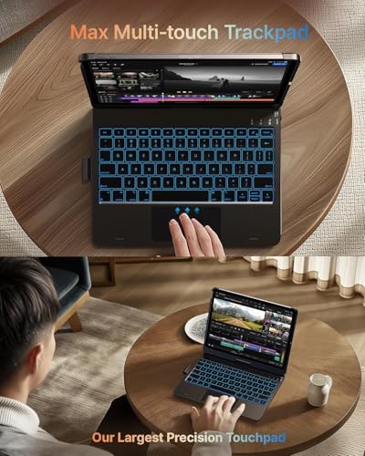 Image of typecase Touch Keyboard for iPad Pro 11 Inch (M5 /M4) Multi-Touch Trackpad, 11 Colors Backlit, 360 Rotatable Case, Pencil Holder- Black'26 (** NOT for Pro 11 M2, 11th /A16 & Air 11 (M3 /M2)