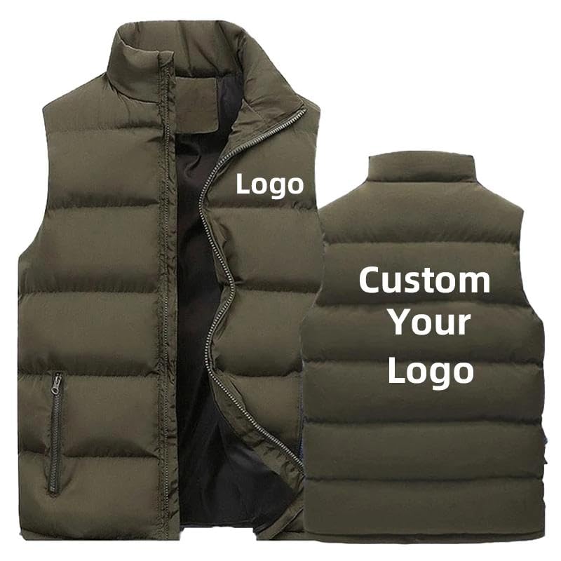 Custom Logo Autumn Winter Men Coats Jackets Vest Fashion Thick Stand Collar Cotton Personalized Jacket Sleeveless