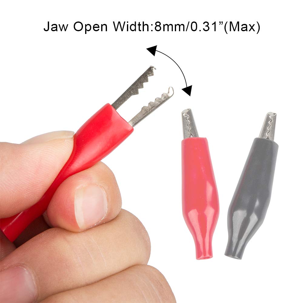 NGHSDO krokodillenklemmen, 10 stuks, 1000 V, 30 A, 4 mm, Aligator clip Banana Jack HV-test met twee bedradingsmethoden voor multimeter-pentestleiding, kabel geïsoleerd, krokodillenklem