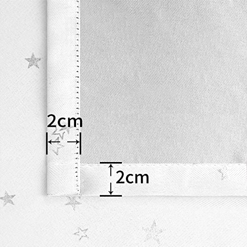 Image of BGment Kids Blackout Curtains for Bedroom - Grommet Thermal Insulated Silver Star Print Room Darkening Curtains for Living Room, Set of 2 Panels (42 x 63 Inch, White)