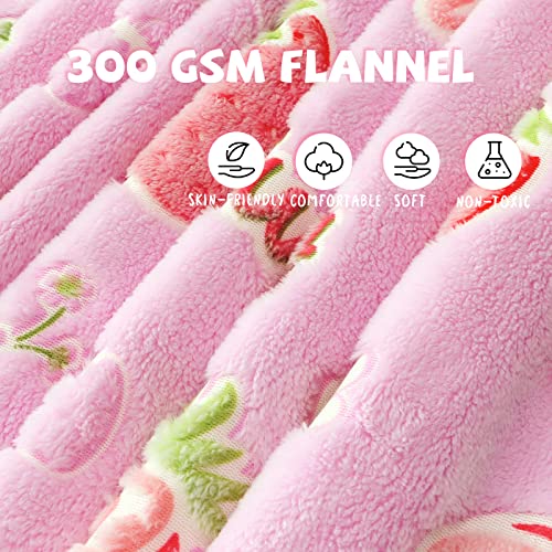 Image of REXEO Strawberry Blanket for Girls Kids, Strawberry Gifts for Teens 50 inchx60 inch | Toddler Blankets for Girls, Strawberry Decor Stuff for Bedroom, Glow in The Dark Blanket for Girls, Strawberry Themed Gifts