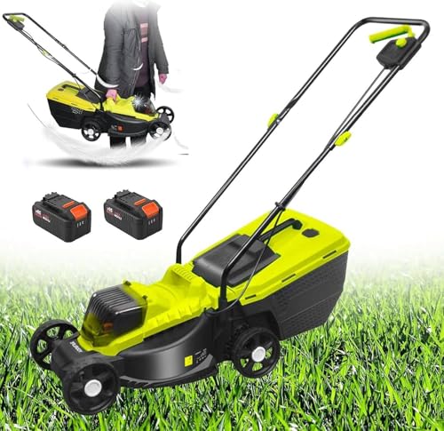 Cortacésped eléctrico autopropulsado a pilas, con 50 minutos de funcionamiento y bolsa de césped de 10.6 galones, ultraligera para una fácil maniobrabilidad, altura de corte ajustable para diversas